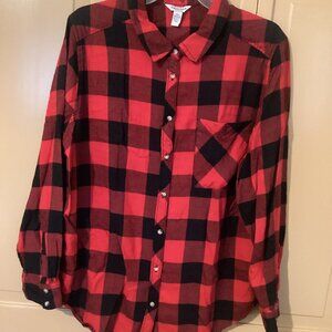 Arizona Jean Co Red & Black Buffalo Plaid Flannel Shirt. Size XXL